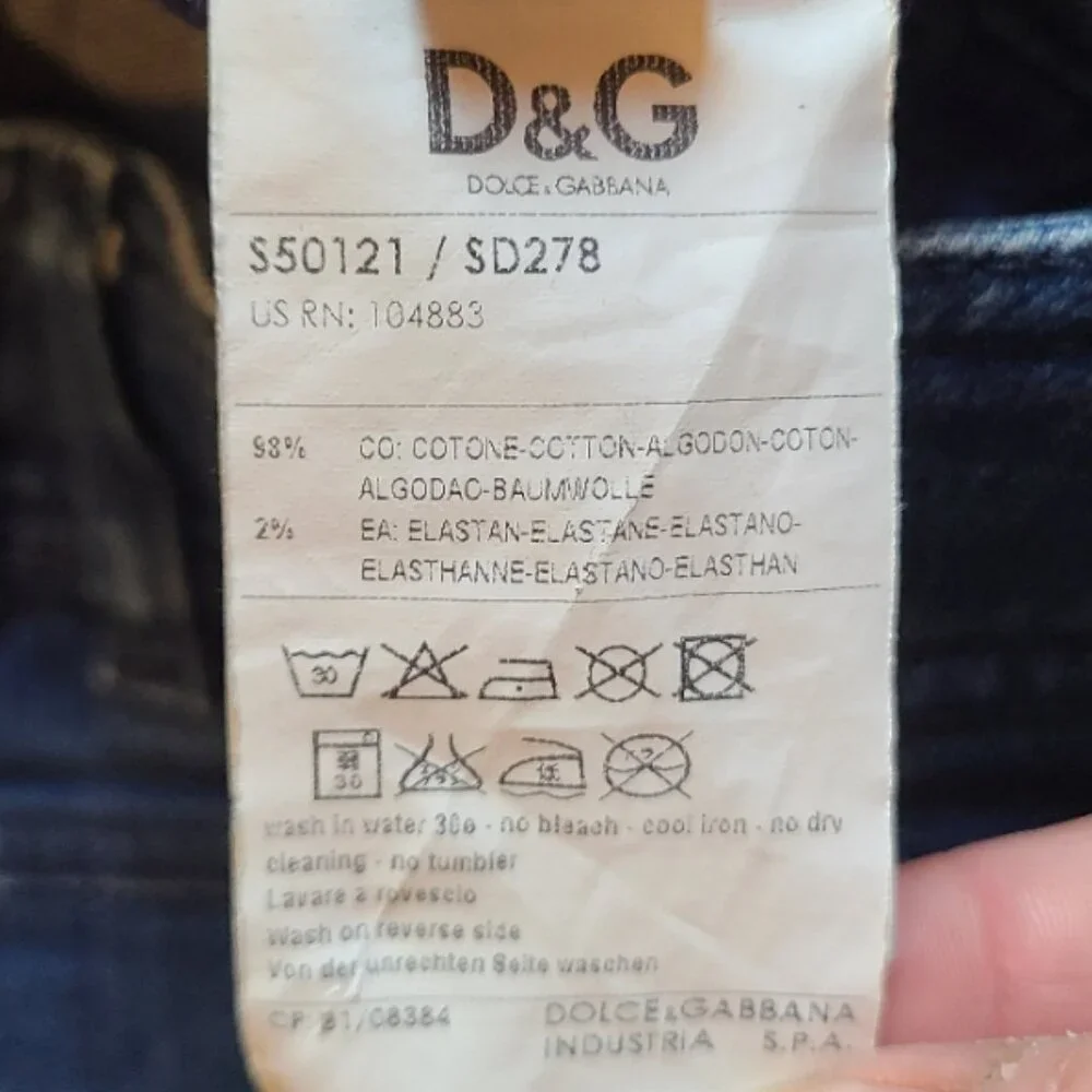 DOLCE & GABBANA STRETCH SKINNY JEANS ZIP ANKLE HIGH RISE LEATHER LOGO PATCH 38 - Picture 10 of 11